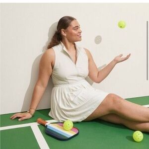 Prince Pickleball Women's Zip-Front Pleated Dress - Cream XXL NWT